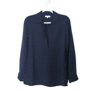 Ann Mashburn Navy Blue Medium-Weight Long Sleeves Blouse S